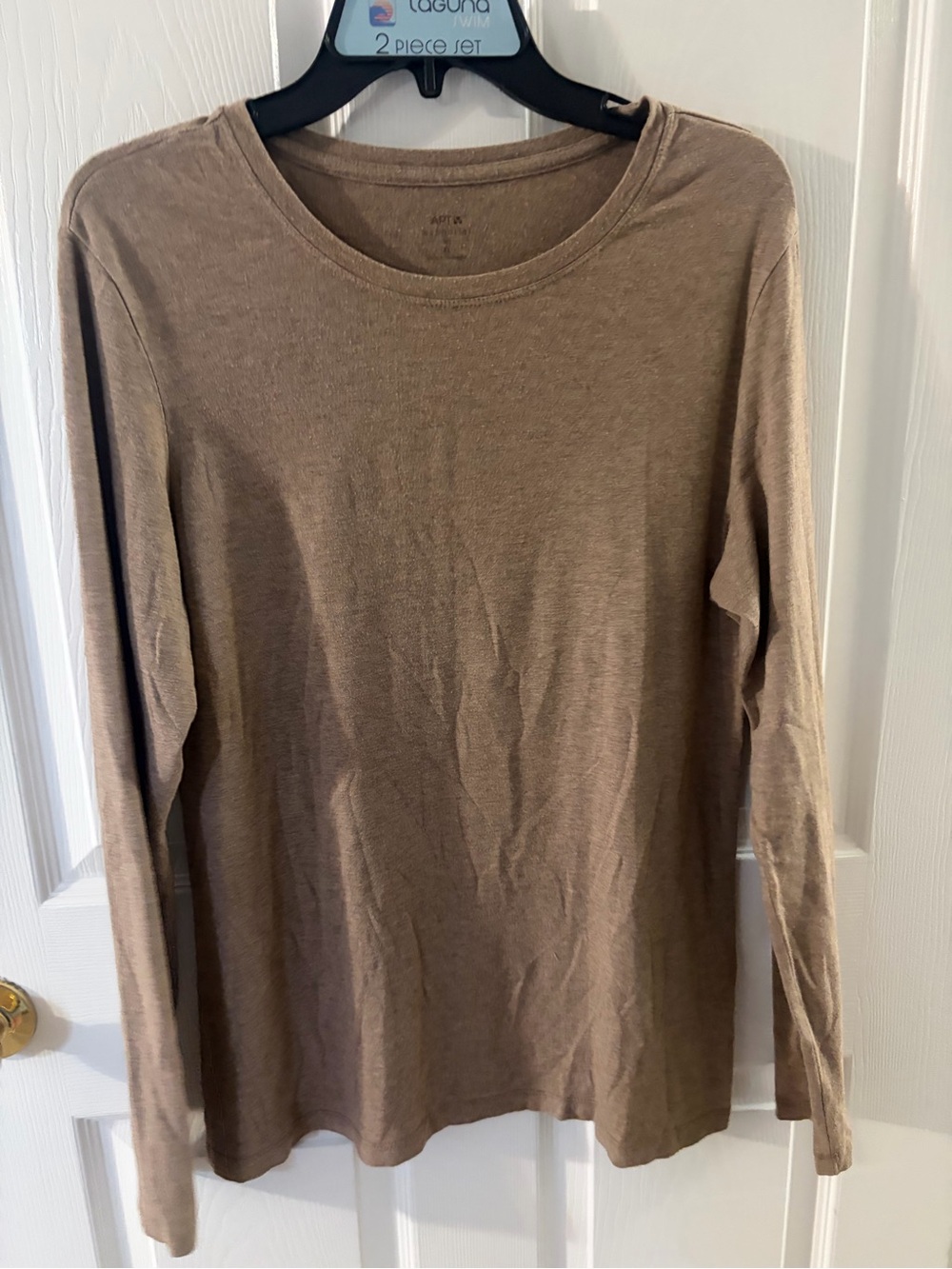Apt. 9 Taupe Long-Sleeve Crewneck Top